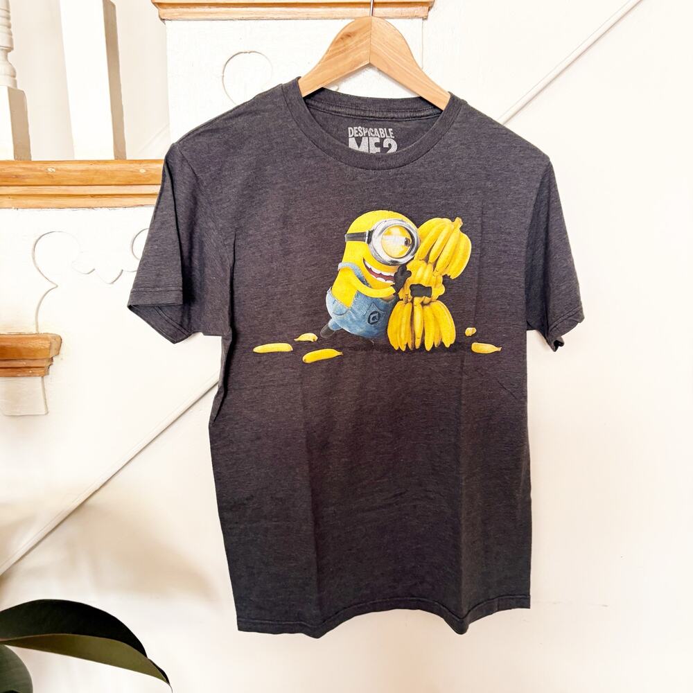 Despicable Me 2 Minions Graphic T-Shirt Charcoal Cotton Blend Size S Small